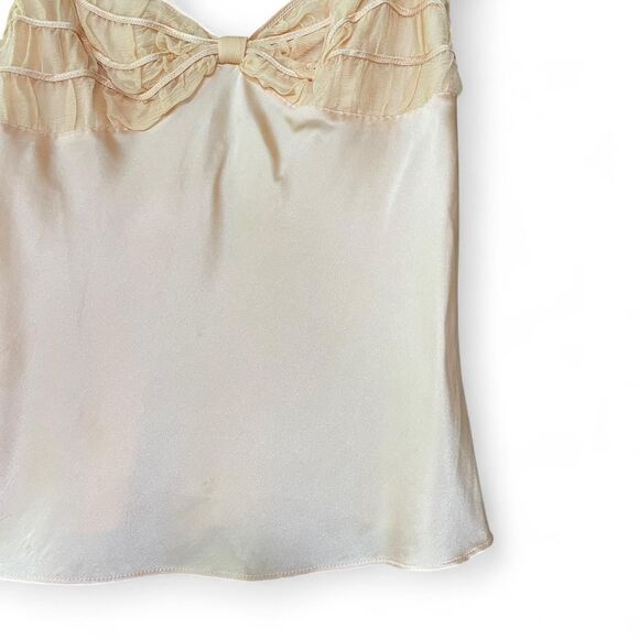 Luxury Vintage Gold Satin Mesh-Detail Camisole Top - Picture 5 of 8